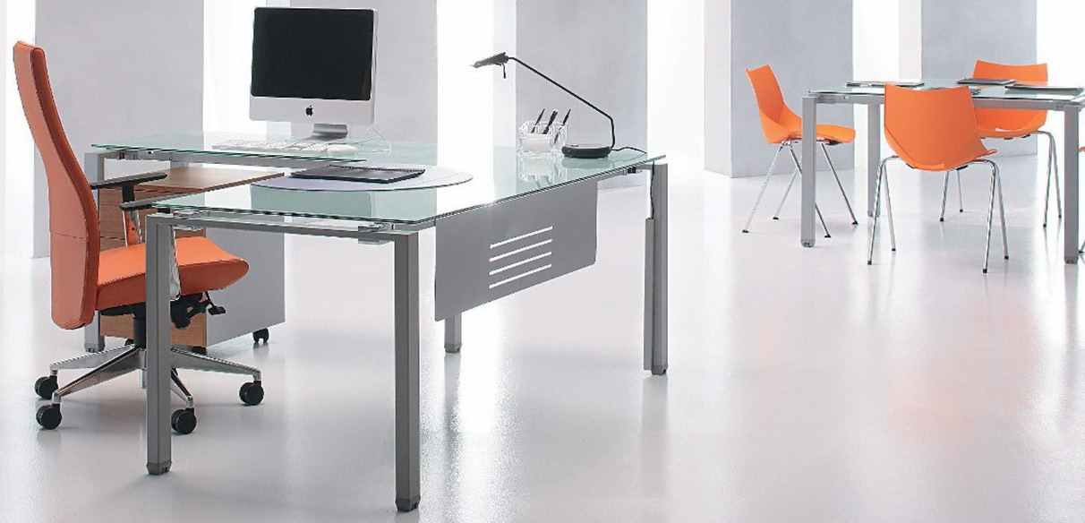 mesa de cristal bastidor metalico